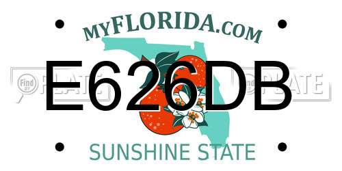 E626DB Florida License Plate