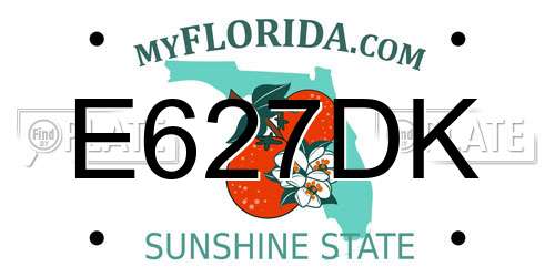 E627DK Florida License Plate