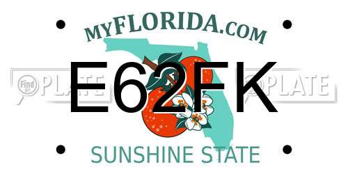 E62FK Florida License Plate