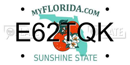 E62TQK Florida License Plate