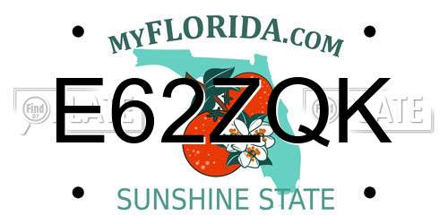 E62ZQK Florida License Plate