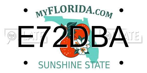E72DBA Florida License Plate
