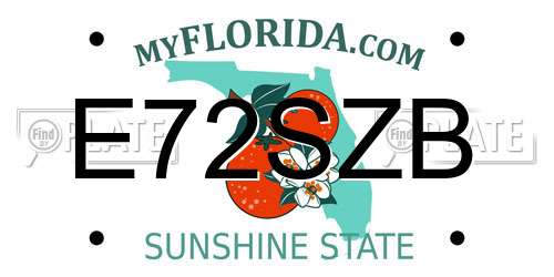 E72SZB Florida License Plate