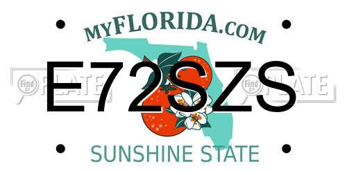 E72SZS Florida License Plate