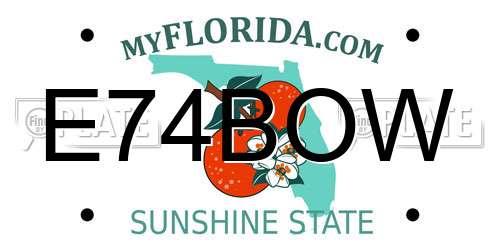 E74BOW Florida License Plate
