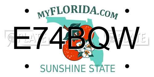 E74BQW Florida License Plate