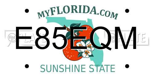 E85EQM Florida License Plate