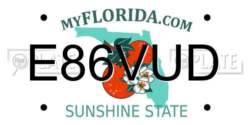 E86VUD Florida License Plate