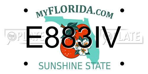 E883IV Florida License Plate
