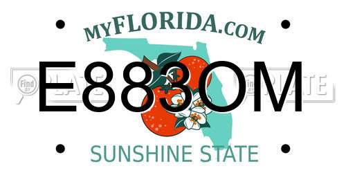 E883OM Florida License Plate