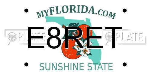 E8RET Florida License Plate