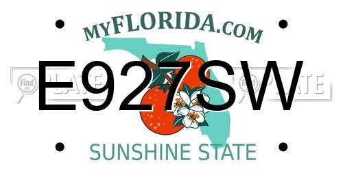 E927SW Florida License Plate