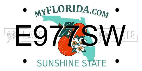 E977SW Florida License Plate