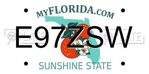 E97ZSW Florida License Plate