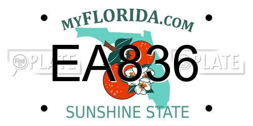 EA836 Florida License Plate