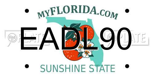 EADL90 Florida License Plate