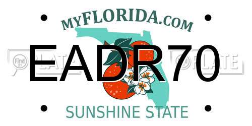 EADR70 Florida License Plate