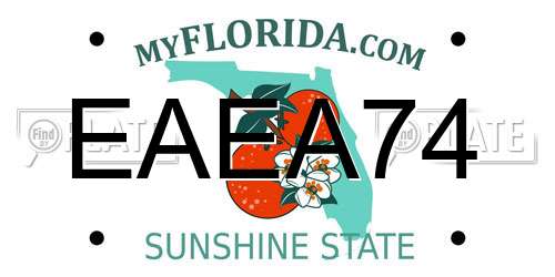 EAEA74 Florida License Plate