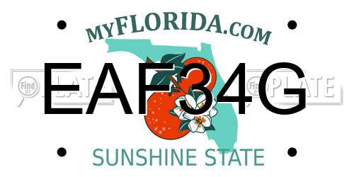 EAF34G Florida License Plate