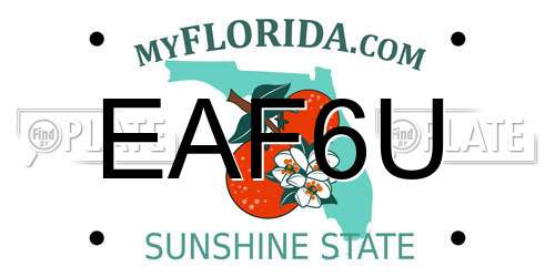 EAF6U Florida License Plate