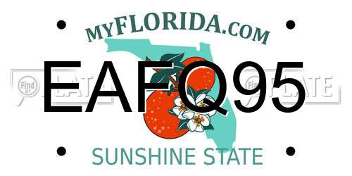 EAFQ95 Florida License Plate