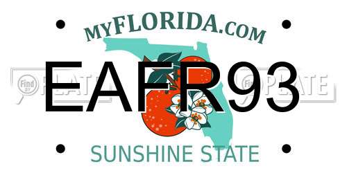 EAFR93 Florida License Plate
