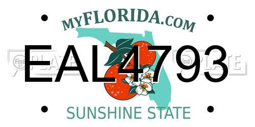 EAL4793 Florida License Plate