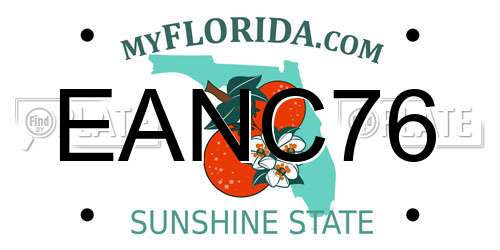 EANC76 Florida License Plate