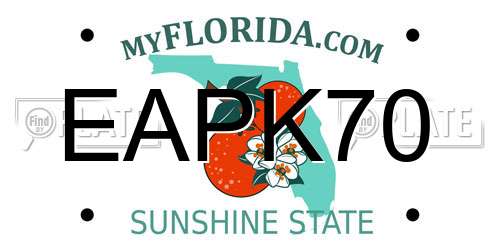 EAPK70 Florida License Plate