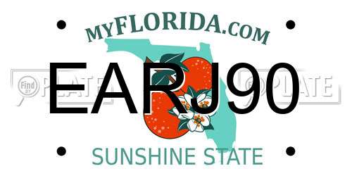 EARJ90 Florida License Plate