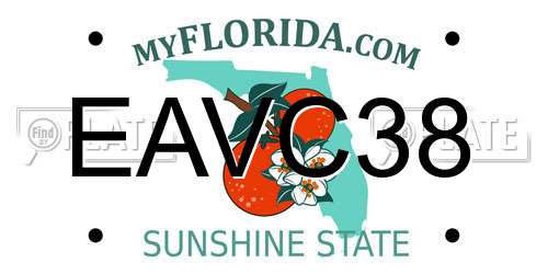 EAVC38 Florida License Plate