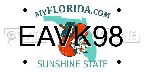 EAVK98 Florida License Plate