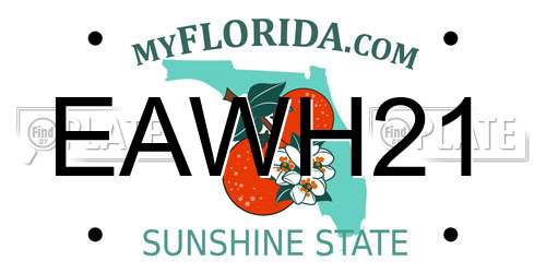 EAWH21 Florida License Plate