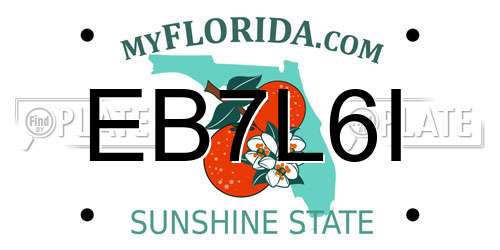EB7L6I Florida License Plate