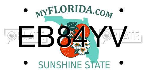 EB84YV Florida License Plate