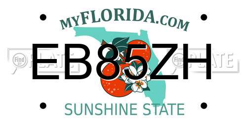EB85ZH Florida License Plate