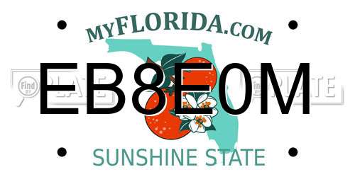 EB8E0M Florida License Plate