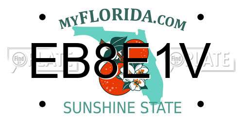 EB8E1V Florida License Plate