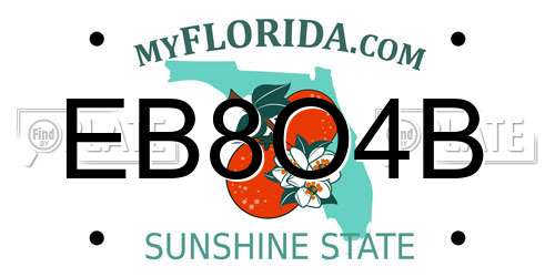 EB8O4B Florida License Plate