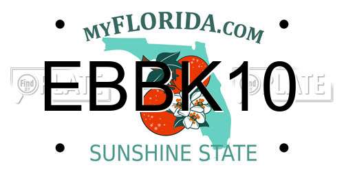 EBBK10 Florida License Plate