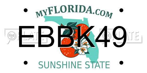 EBBK49 Florida License Plate