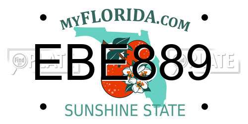 EBE889 Florida License Plate