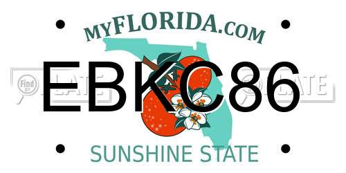 EBKC86 Florida License Plate