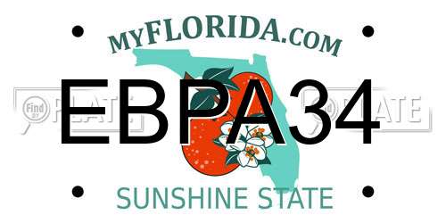 EBPA34 Florida License Plate