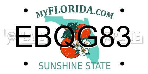 EBQG83 Florida License Plate
