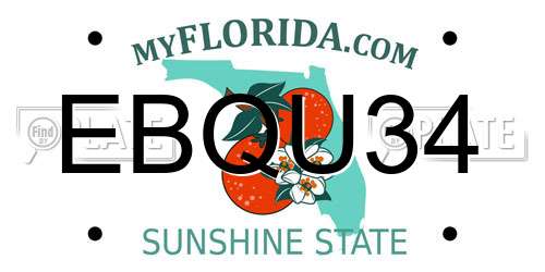 EBQU34 Florida License Plate