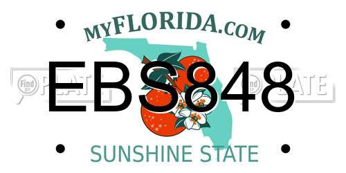 EBS848 Florida License Plate