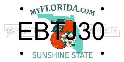 EBTJ30 Florida License Plate