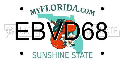 EBVD68 Florida License Plate