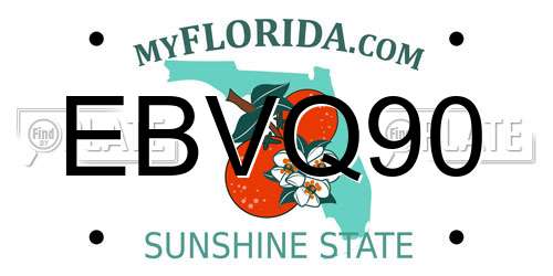 EBVQ90 Florida License Plate